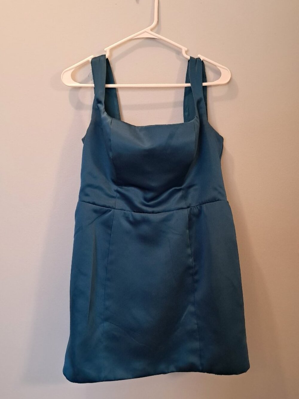 Teal Satin Mini Dress Formal
